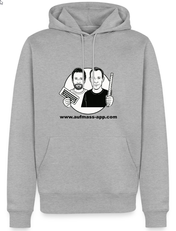 Aufmaß App Hoodie – Vorderansicht